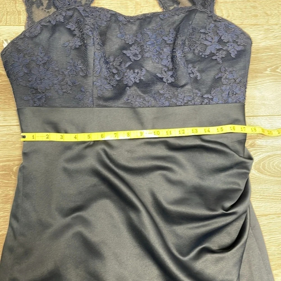 NWT Jordan Fashions 469 Lace and Satin Sleeveless Bridesmaids Dress Navy 12 - Picture 12 of 16